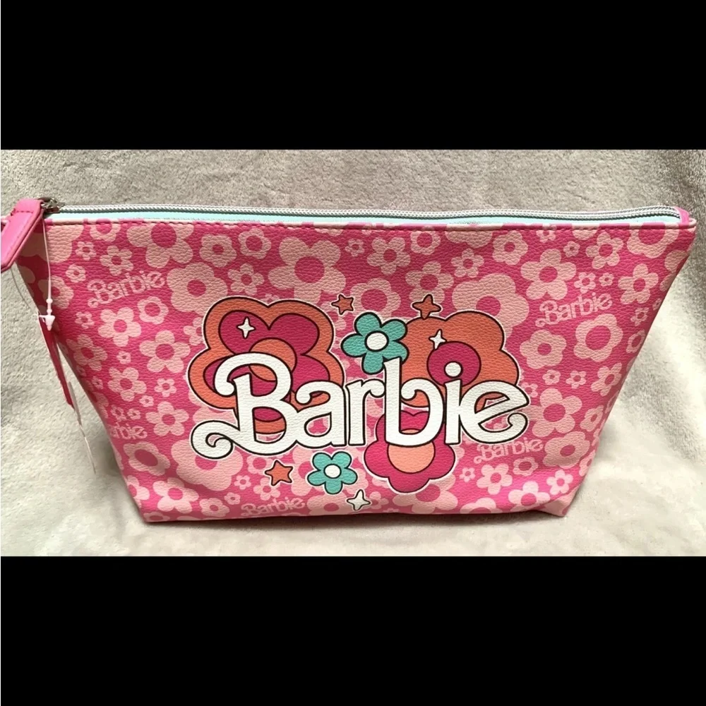 NWOT Barbie Pink Floral Cosmetic Bag